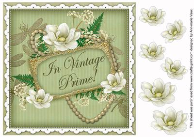 Olive Magnolia Vintage Prime 8in Decoupage Topper