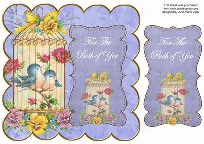 Blue Lovebirds Both of You 8in Scallop Topper