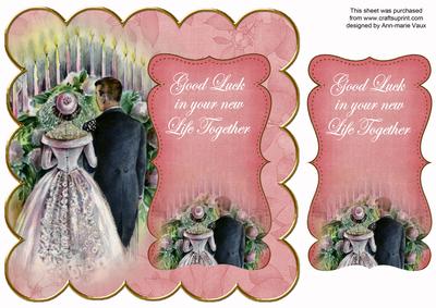 Pink Happy Couple Life Together 8in Scallop Topper
