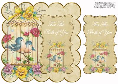 Cream Lovebirds Both of You 8in Scallop Topper