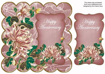 Pink Oriental Lotus Happy Anniversary 8in Scallop Topper