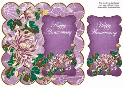 Purple Oriental Lotus Happy Anniversary 8in Scallop Topper
