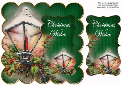 Dgreen Lantern2 Christmas Wishes 8in Scallop Topper