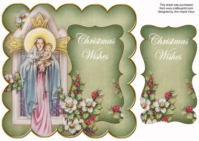 Olive Mother Mary Christmas Wishes 8in Scallop Topper
