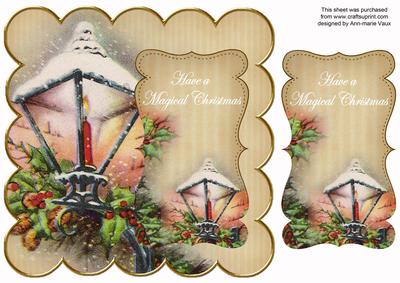 Cream Lantern Magical Christmas 8in Scallop Topper