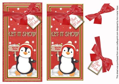 Red Penguin Let It Snow Dl Topdown Topper