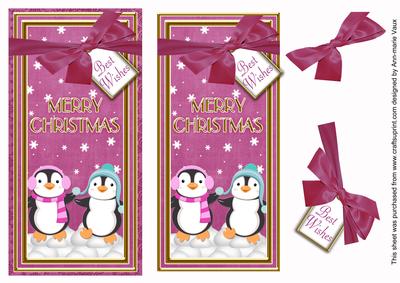 Cerise Penguin Duo Merry Christmas Dl Topdown Topper