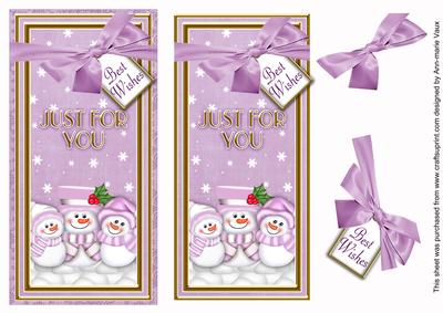 Lilac Snowman Trio Just for You Dl Topdown Topper