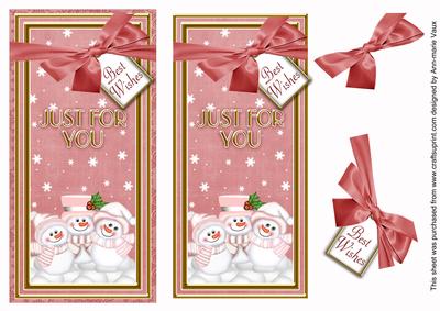 Pink Snowman Trio Just for You Dl Topdown Topper