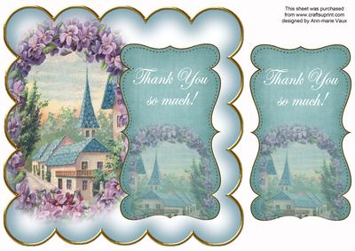 Teal Lavender View Thank You 8in Scallop Topper