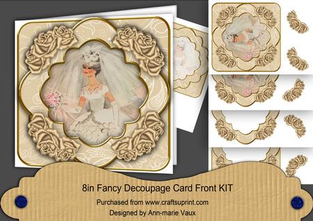 Blushing Bride Coffee Rose 8in Fancy 3D Decoupage Kit