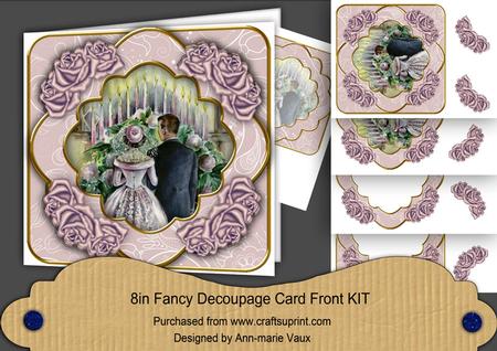 Wedding Couple Lilac Rose 8in Fancy 3D Decoupage Kit