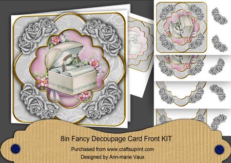 Ringbox Silver Rose 8in Fancy 3D Decoupage Kit
