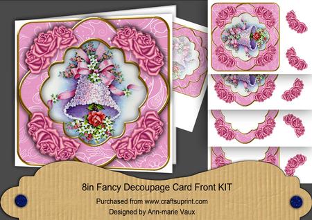 Wedding Bells Cerise Rose 8in Fancy 3D Decoupage Kit