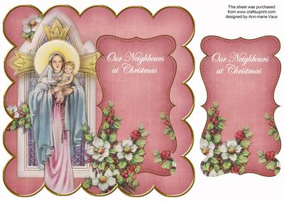Pink Mother Mary Neighbours Christmas 8in Scallop Topper