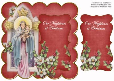 Red Mother Mary Neighbours Christmas 8in Scallop Topper