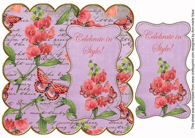 Lilac Sweetpeas Celebrate in Style 8in Scallop Topper