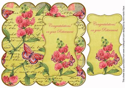 Lemon Sweetpeas Congrats Retirement 8in Scallop Topper