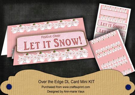 Pink Snowmen Let It Snow Dl Over the Edge Mini Card Kit