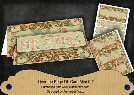 Cream Flora Mr & Mrs Dl Over the Edge Mini Card Kit