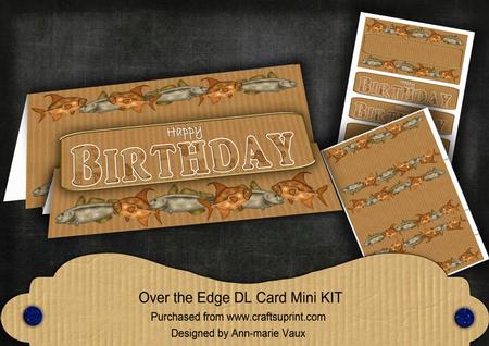 Fishing Vtea Happy Birthday Dl Over the Edge Mini Card Kit