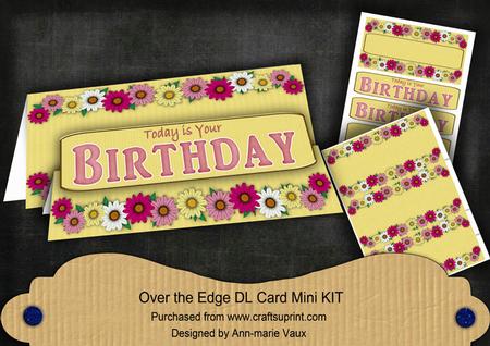 Lemon Daisy Birthday Dl Over the Edge Mini Card Kit