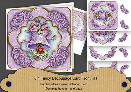 Wedding Bells Lilac Rose 8in Fancy 3D Decoupage Kit