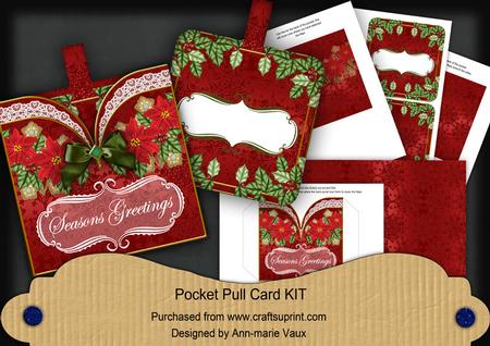 Red Poinsettia Seasons Greetings Pocket Pull Kit
