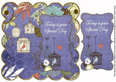 Dark Blue Birdcage Special Day 8in Scallop Topper
