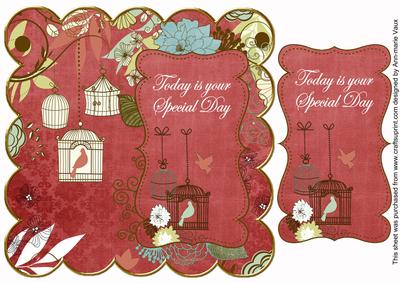 Dark Red Birdcage Special Day 8in Scallop Topper