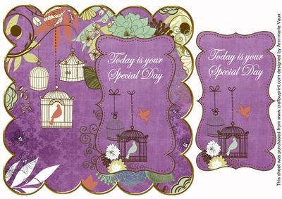 Purple Birdcage Special Day 8in Scallop Topper