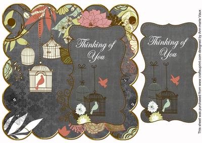 Black Birdcage Thinking of You 8in Scallop Topper