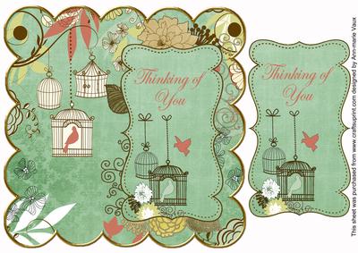 Mint Birdcage Thinking of You 8in Scallop Topper