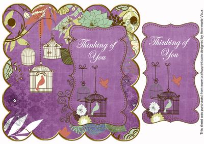 Purple Birdcage Thinking of You 8in Scallop Topper