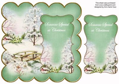 Green Snowscene Someone Special 8in Scallop Topper