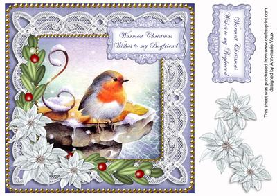 Blue Robin Wishes to My Boyfriend 8in Sentiment Topper