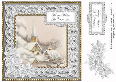 Sil Ice Church Wishes at Christmas 8in Sentiment Topper