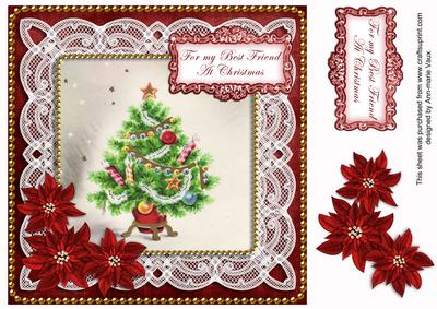 Red Tree Best Friend at Christmas 8in Sentiment Topper