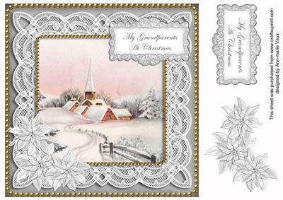 Blue Snowscene Ours to Yours Christmas 8in Sentiment Topper