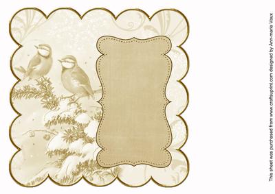 Cream Bluetits Colour 8in Scallop Insert Panel