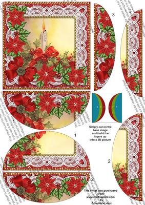 Candle Red Poinsettia 5in Round Side Stacker