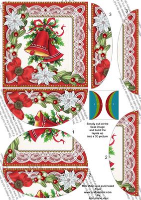 Christmas Bells Poinsettia 5in Round Side Stacker