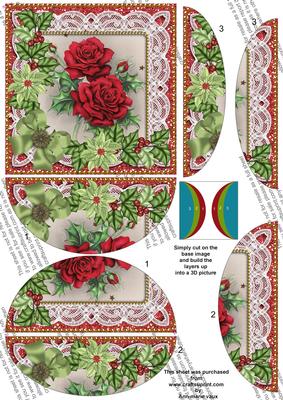 Red Roses2 Poinsettia 5in Round Side Stacker