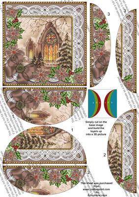 Church Window Poinsettia 5in Round Side Stacker