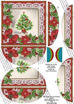 Christmas Tree Red Poinsettia 5in Round Side Stacker