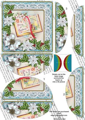 Glory Book Blue Poinsettia 5in Round Side Stacker