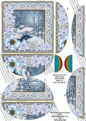 Blue Winter Walk Poinsettia 5in Round Side Stacker