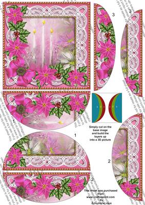 Pink Candles Poinsettia 5in Round Side Stacker