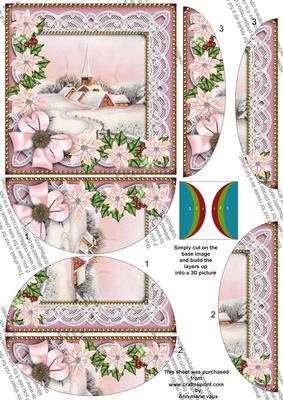 Pink Snow Church Poinsettia 5in Round Side Stacker