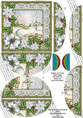 Snowscene Olive Poinsettia 5in Round Side Stacker